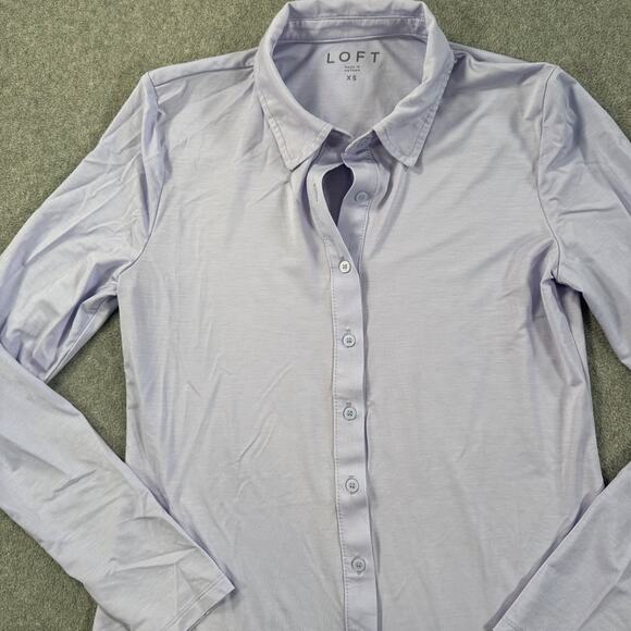 LOFT Ann Taylor Purple Button Down Shirt Long Sleeve Women's X-Small Collared - Picture 3 of 8